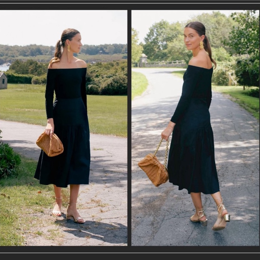 Tuckernuck | NEW Marissa Off The Shoulder Midi Dress in Black Size XXS